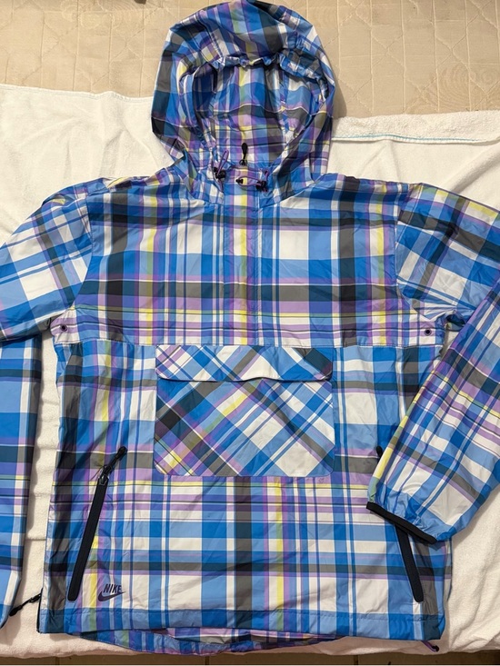 Nike Other - Vintage Nike Plaid Blue Hooded Windbreaker Jacket